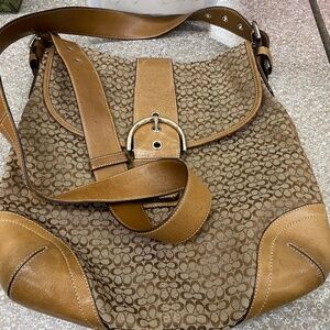 Coach Brown And Caramel Cross Body Bag
